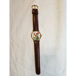 Vintage Kellogg's‎ Toucan Sam Watch Brown Leather Band Gold Tone